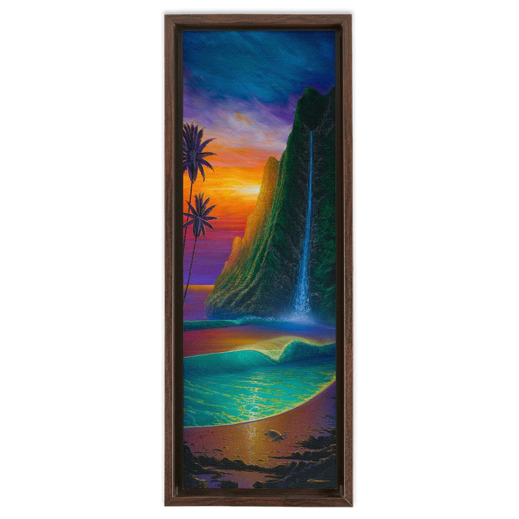 "Sunset At Mermaid Cove" Framed Traditional Stretched Canvas