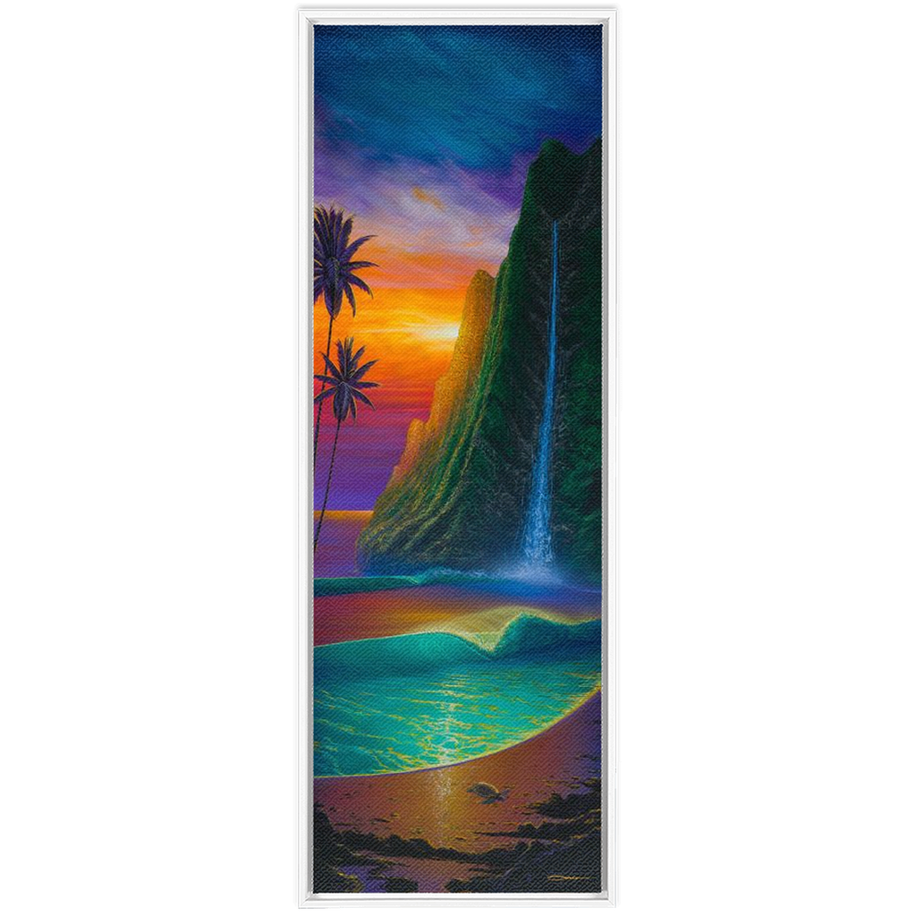 "Sunset At Mermaid Cove" Framed Traditional Stretched Canvas