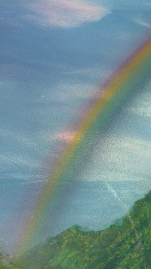 “Garden Of Sacred Falls“” Original Painting on 12” x 24” wood panel with epoxy finish