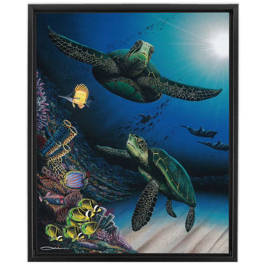 "Honu Reef" Framed Traditional Stretched Canvas