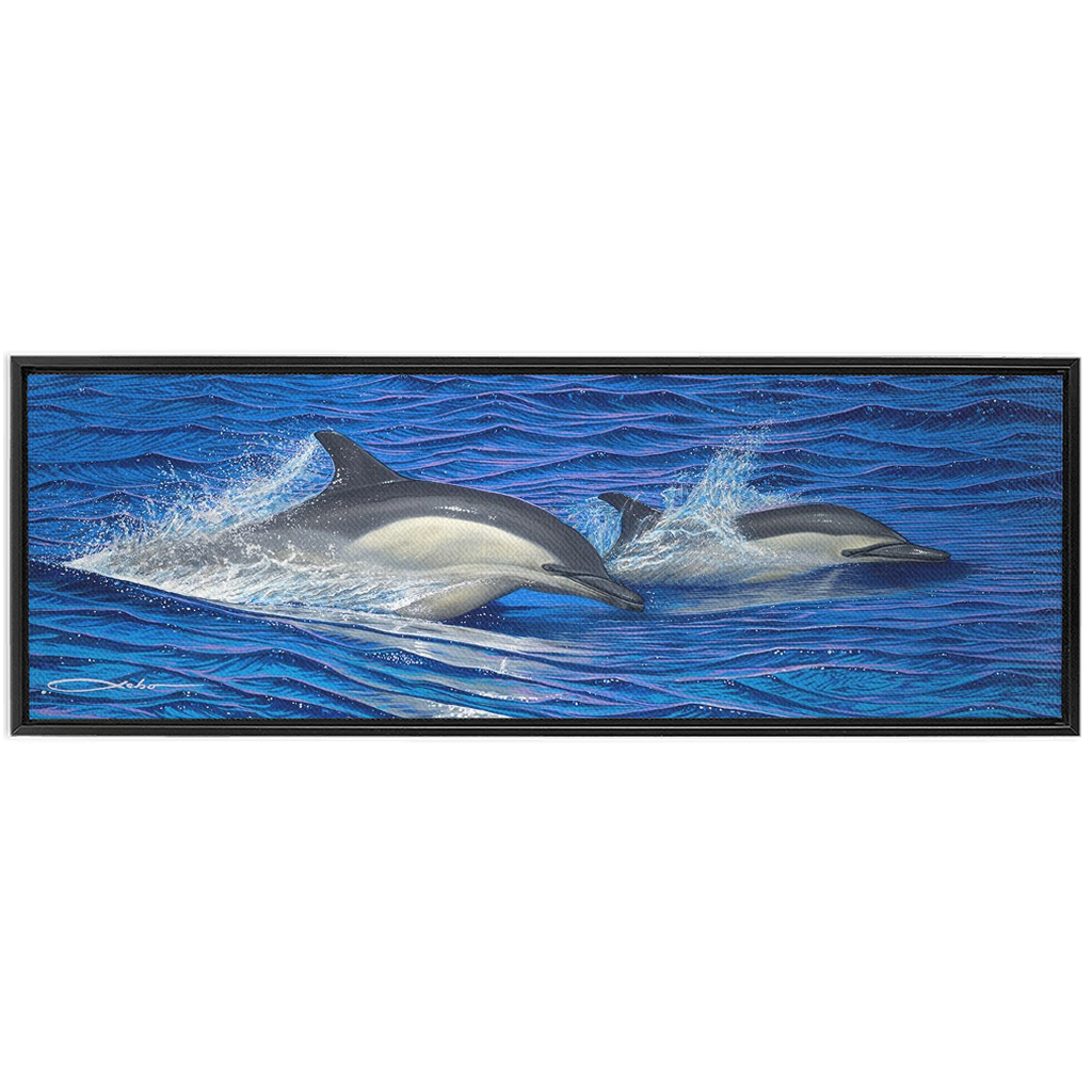 "Dolphin Blue" Framed Traditional Stretched Canvas