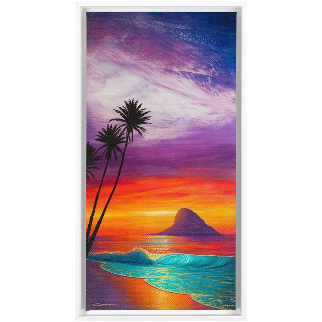 "Sunrise At Mokoli'i" Framed Traditional Stretched Canvas