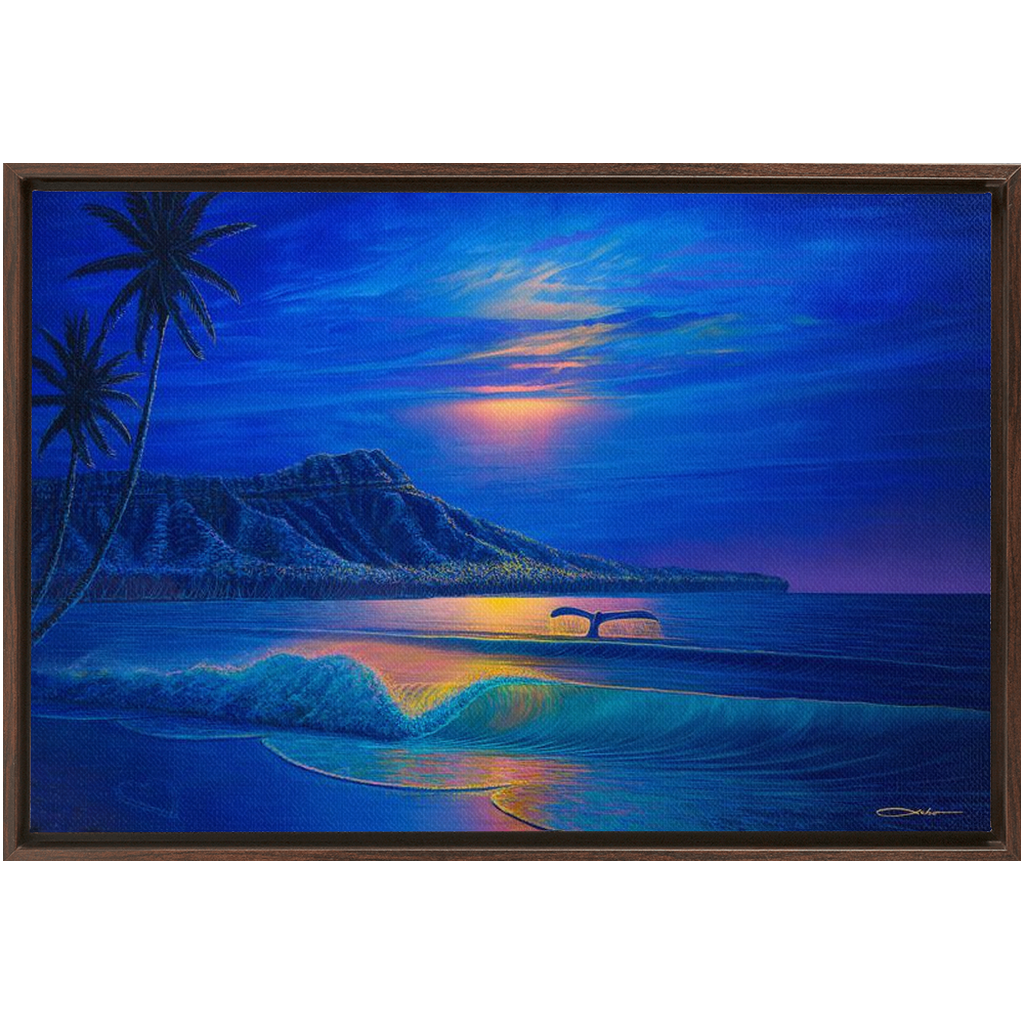 "Waikiki Romance" Framed Traditional Stretched Canvas