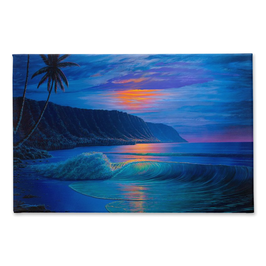 "Haleiwa Harvest Moon" Traditional Stretched Canvas