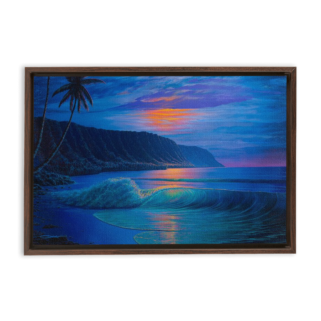 "Haleiwa Harvest Moon" Framed Traditional Stretched Canvas