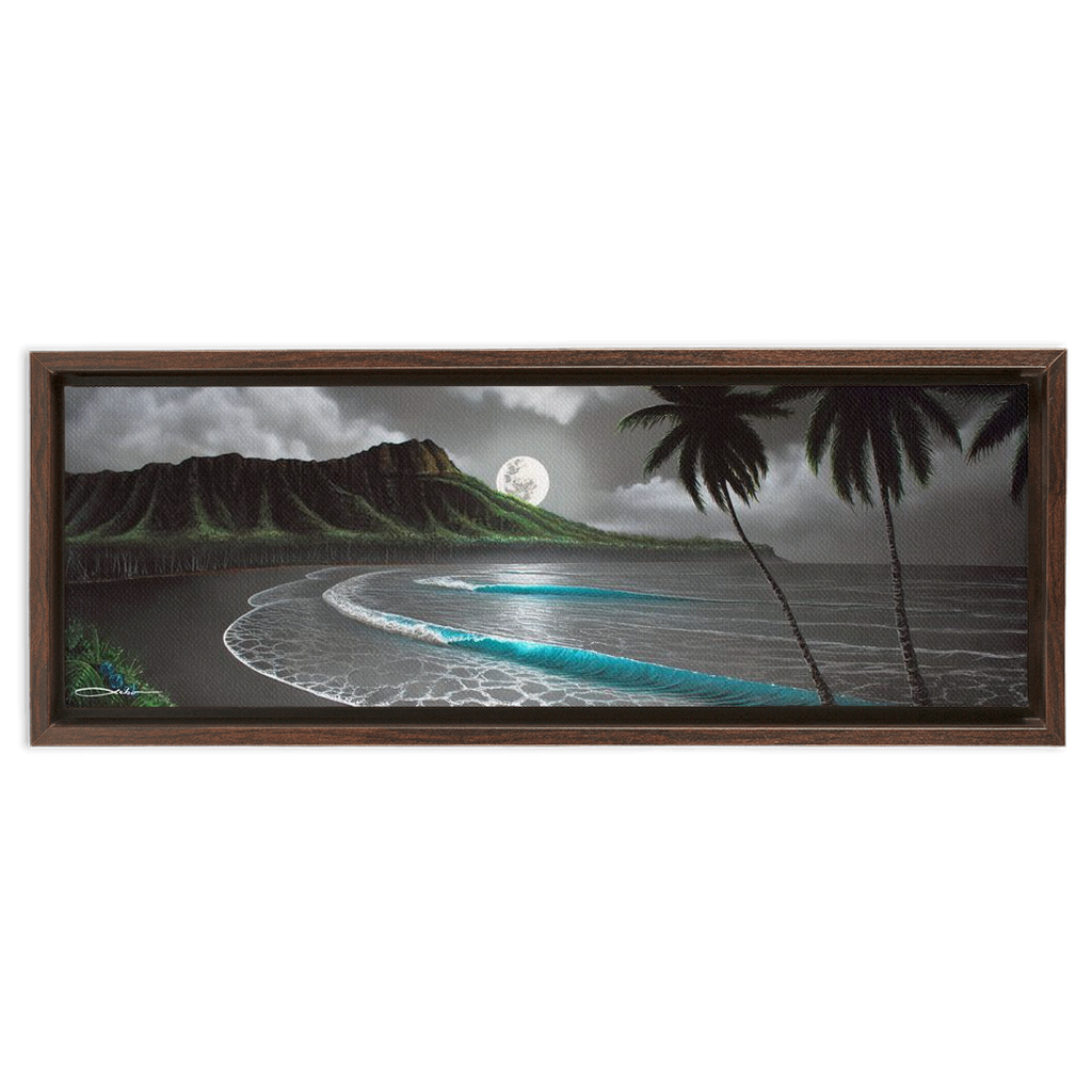 "Moonrise Waikiki" Framed Traditional Stretched Canvas