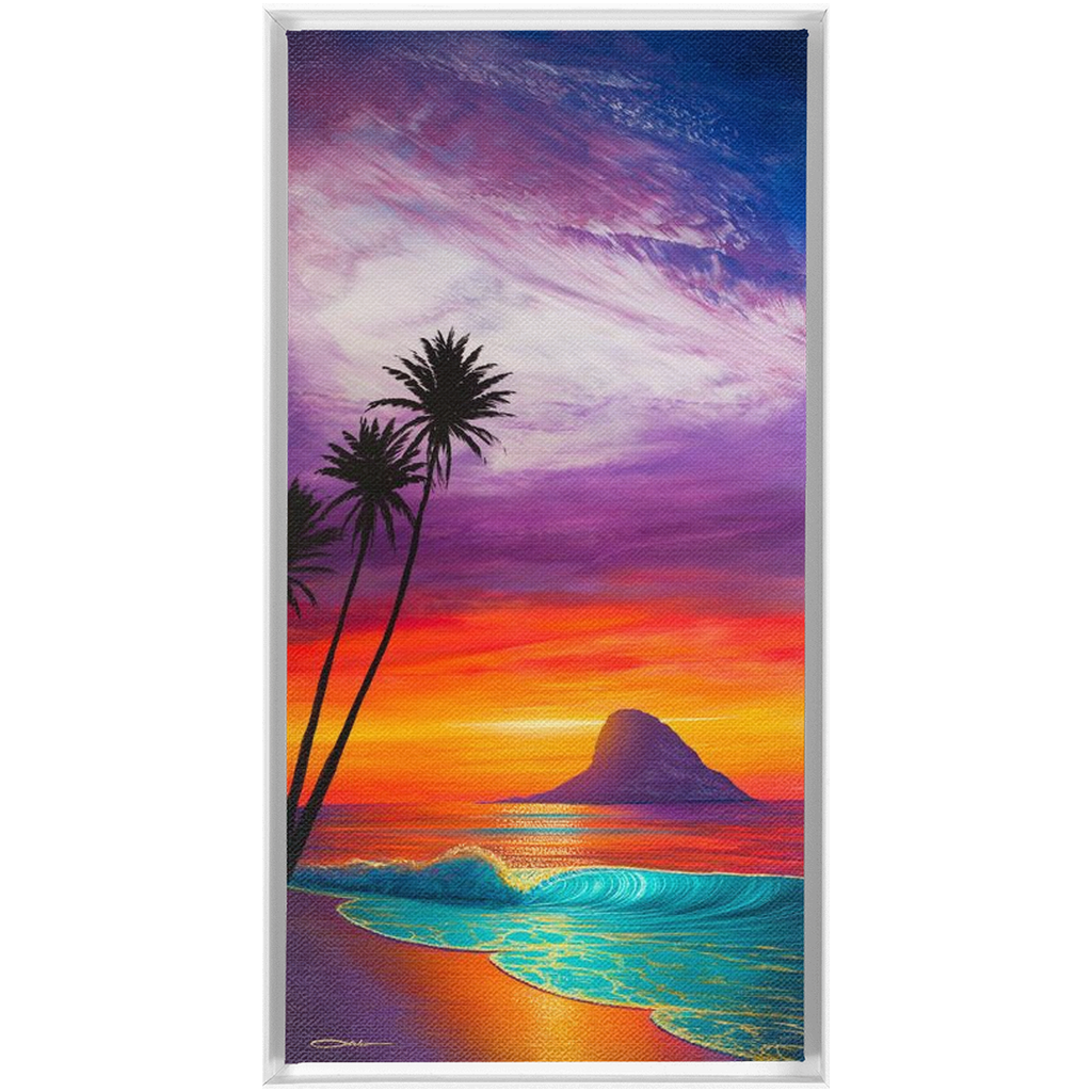 "Sunrise At Mokoli'i" Framed Traditional Stretched Canvas