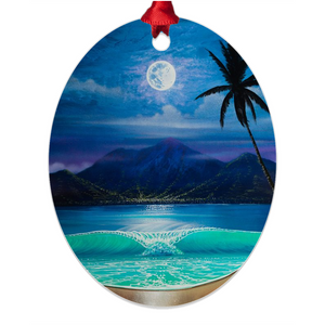 "Moon Over Hilo Bay" Metal Ornaments