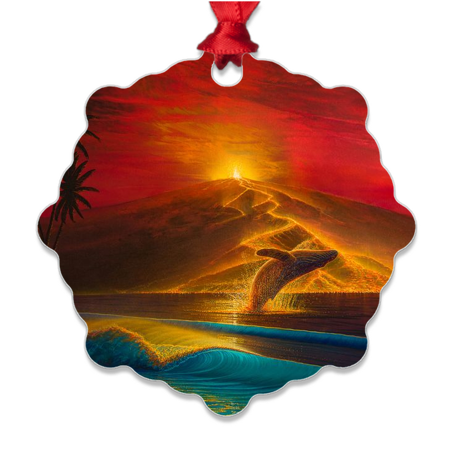 "Mauna Loa Awakes" Metal Ornaments