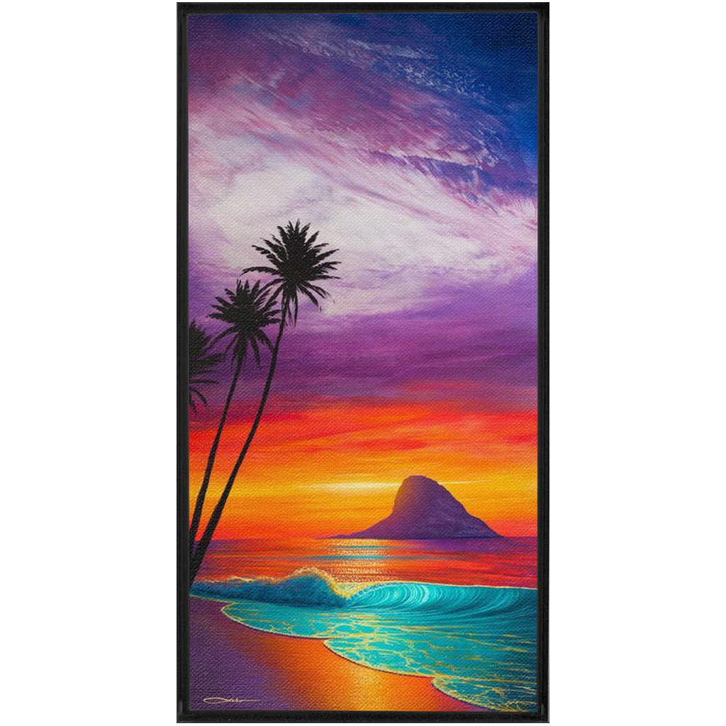 "Sunrise At Mokoli'i" Framed Traditional Stretched Canvas