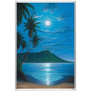 "Diamond Head Moon" Framed Traditional Stretched Canvas