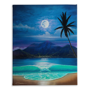 "Moon Over Hilo Bay" Traditional Stretched Canvas