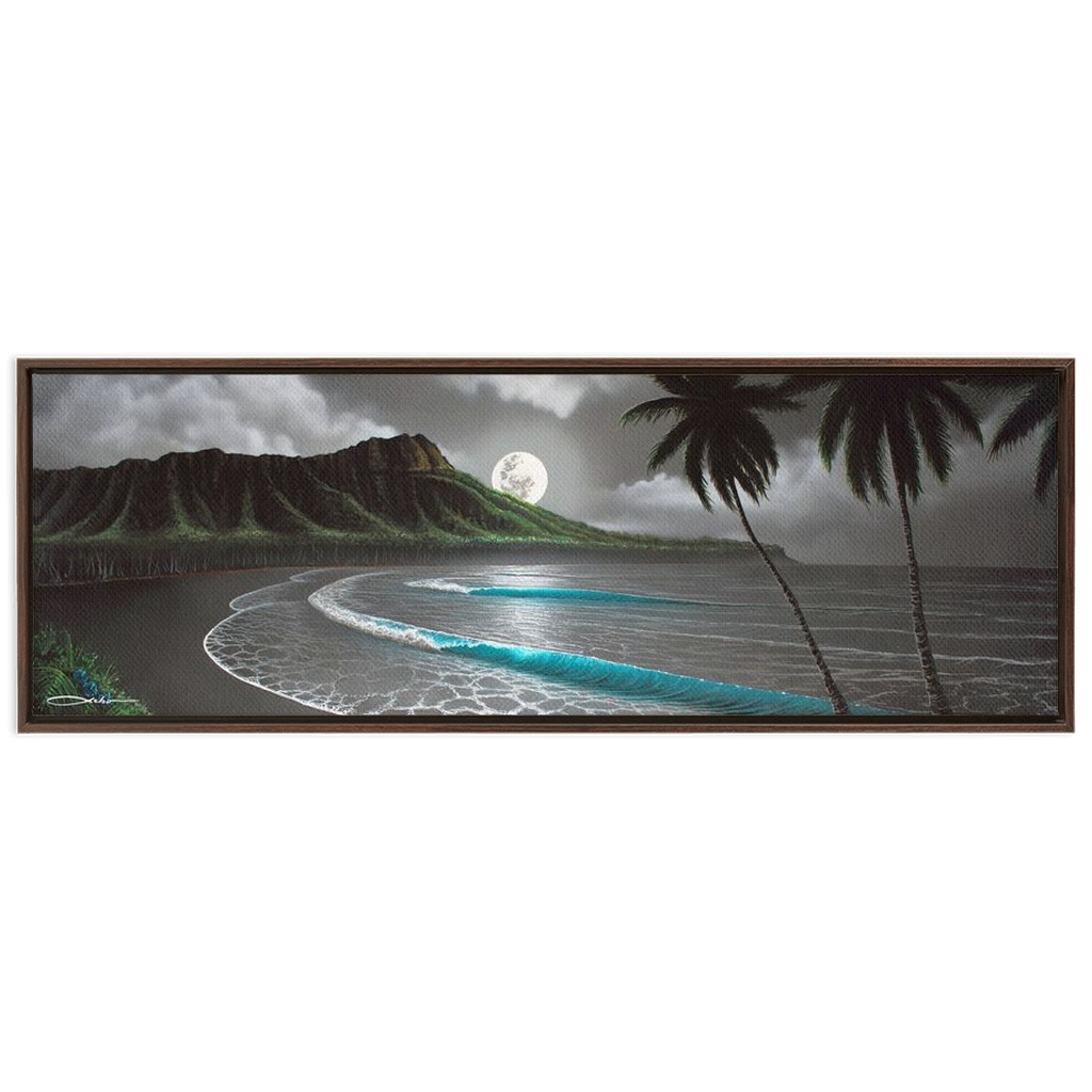 "Moonrise Waikiki" Framed Traditional Stretched Canvas