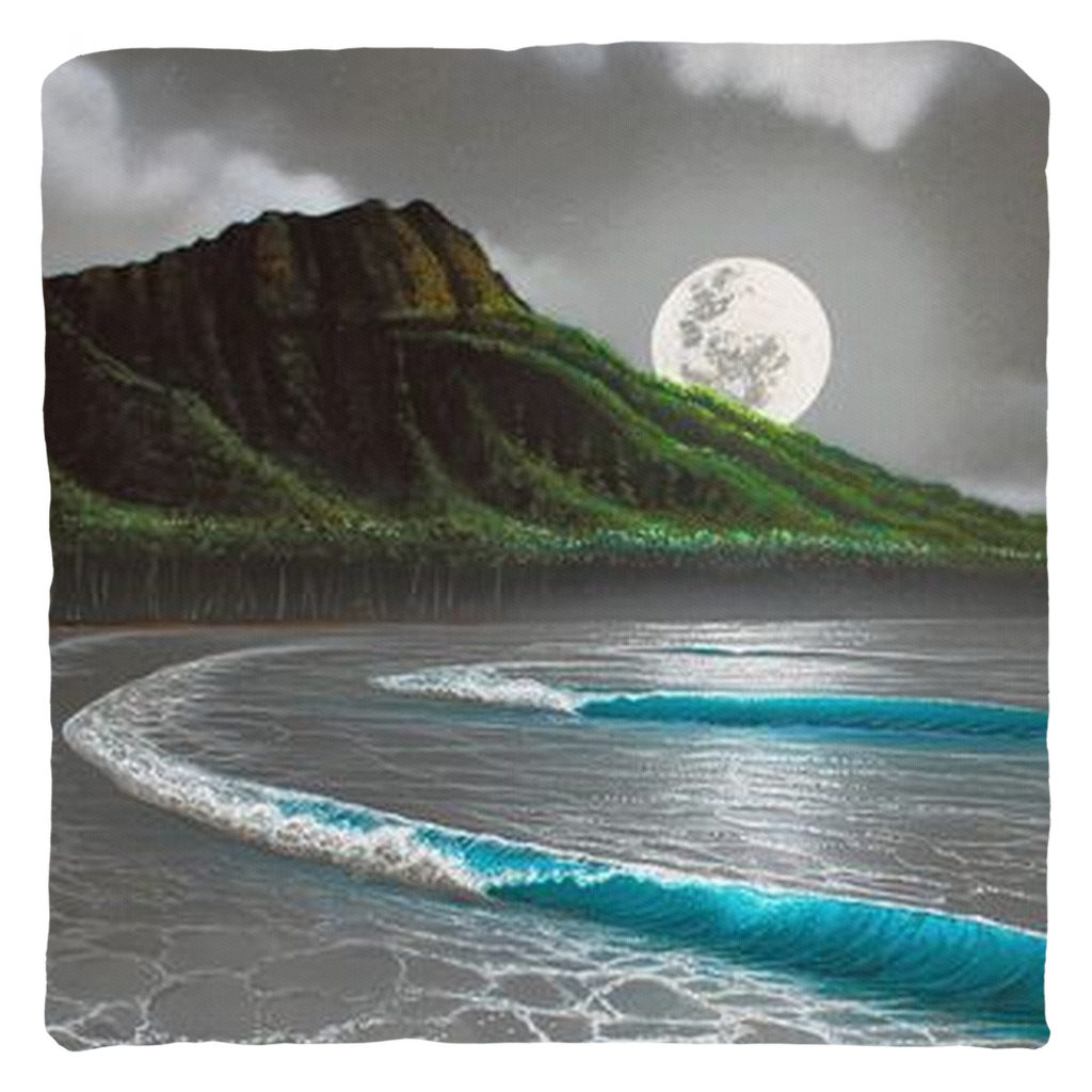 "Moonrise Waikiki" Throw Pillows