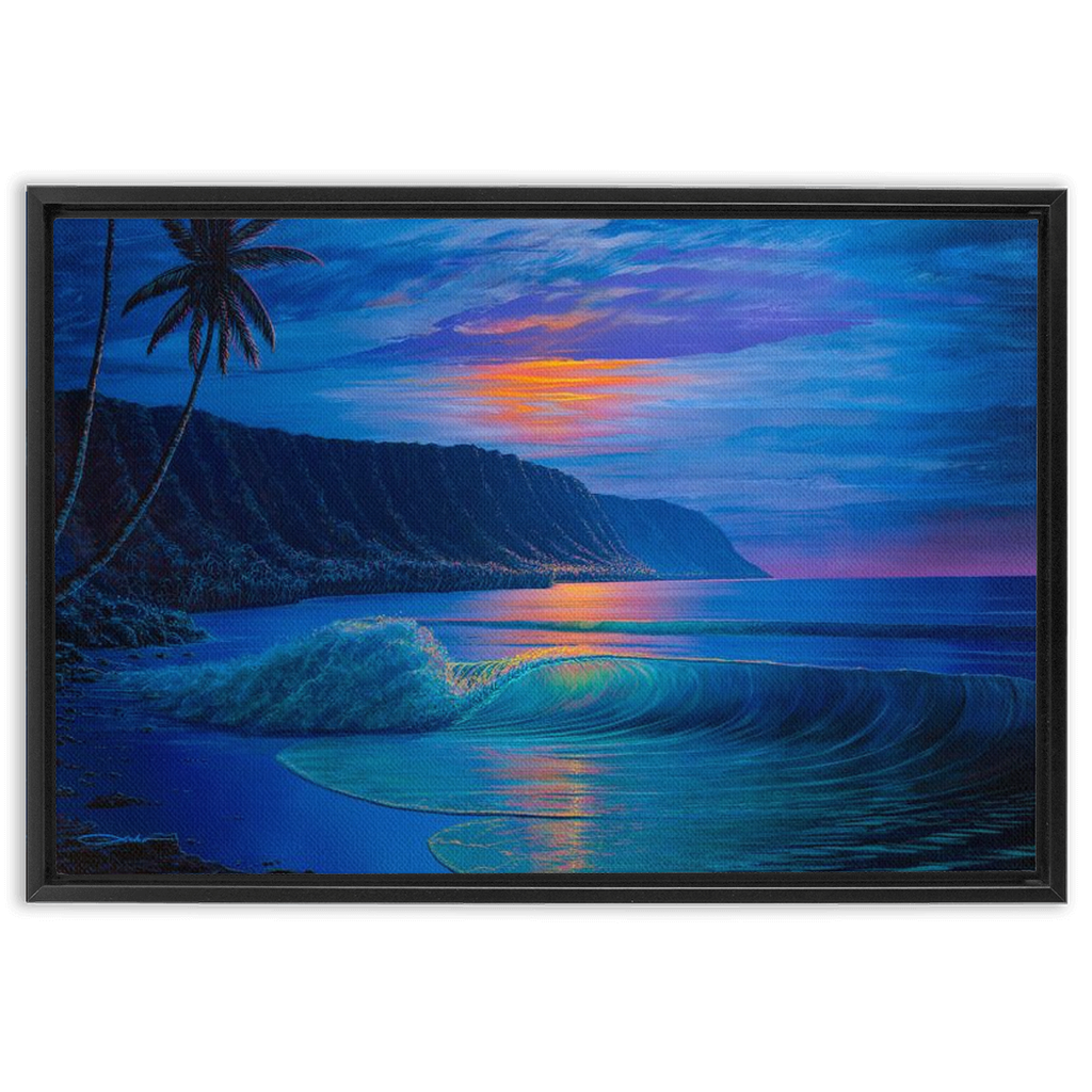 "Haleiwa Harvest Moon" Framed Traditional Stretched Canvas