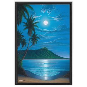 "Diamond Head Moon" Framed Traditional Stretched Canvas