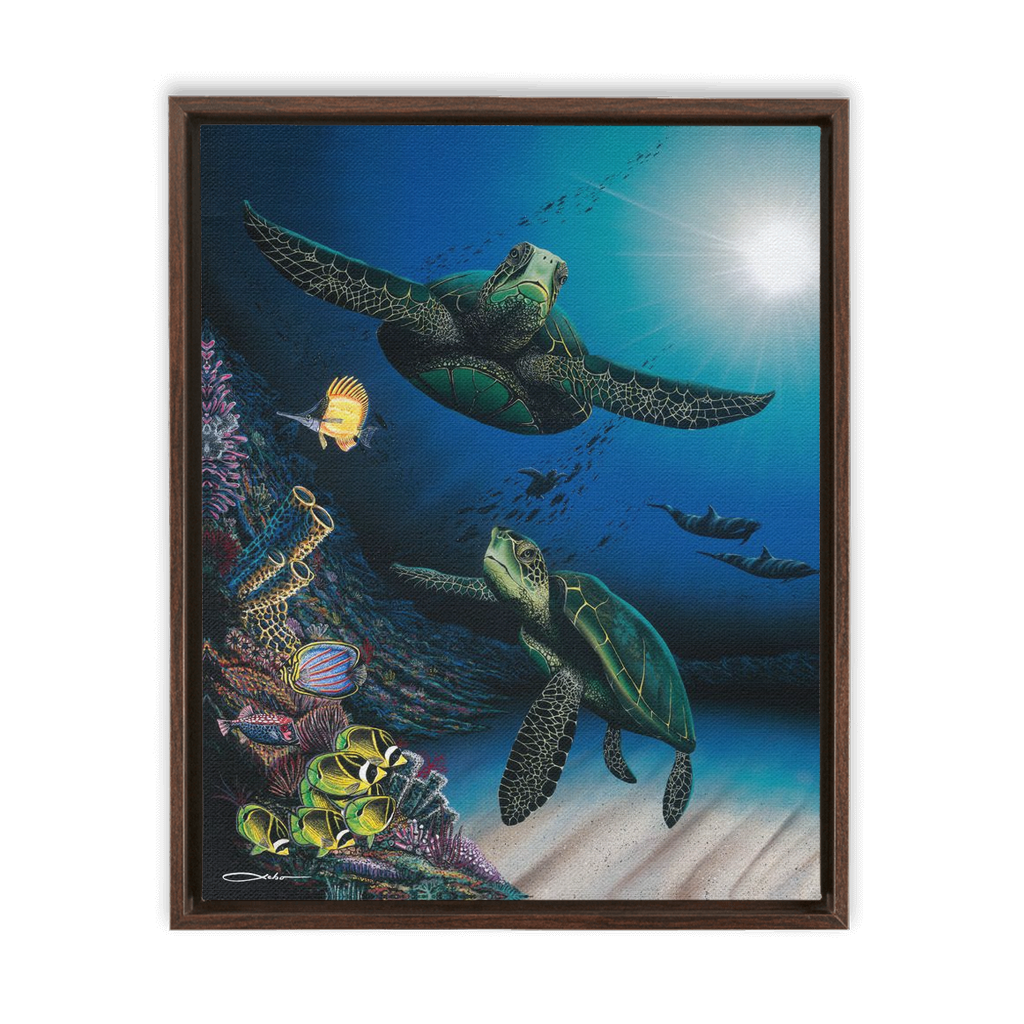 "Honu Reef" Framed Traditional Stretched Canvas