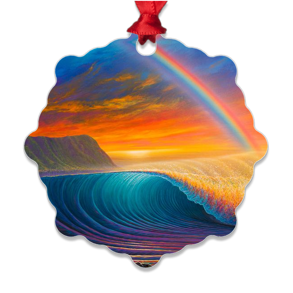 "Sunset at Shark's Cove" Metal Ornaments