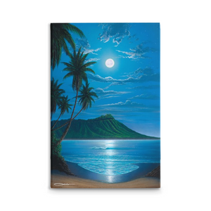 "Diamond Head Moon" Traditional Stretched Canvas