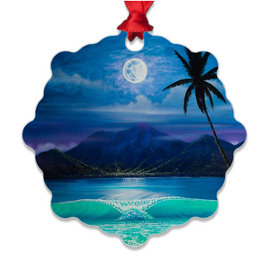"Moon Over Hilo Bay" Metal Ornaments