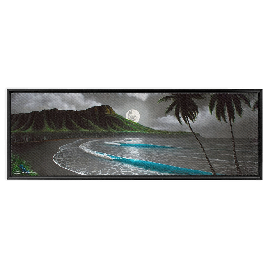 "Moonrise Waikiki" Framed Traditional Stretched Canvas