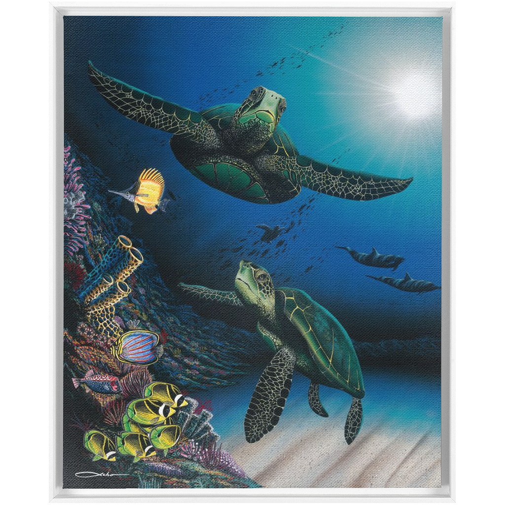 "Honu Reef" Framed Traditional Stretched Canvas