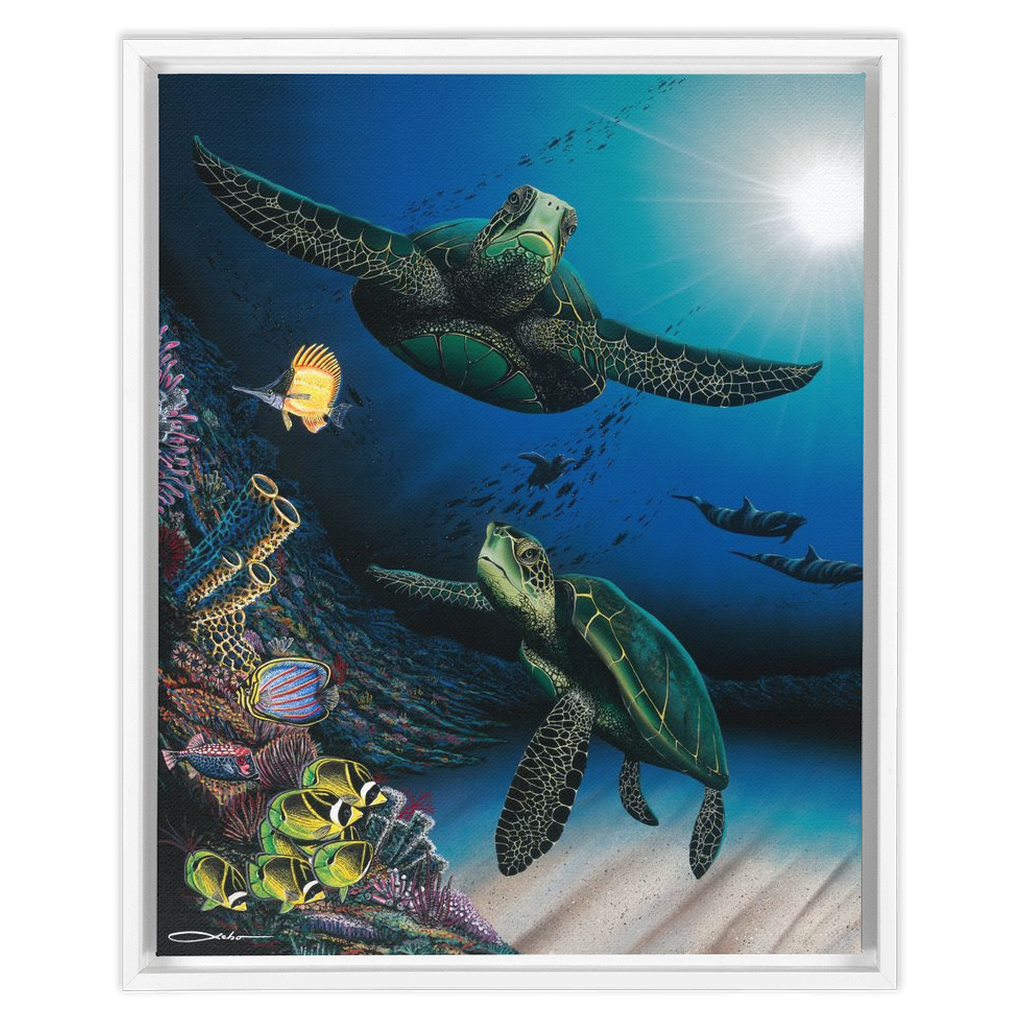 "Honu Reef" Framed Traditional Stretched Canvas