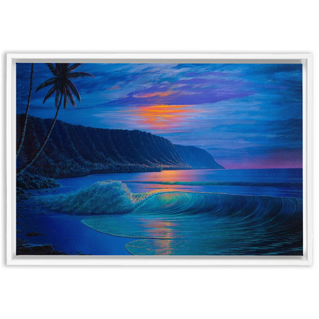 "Haleiwa Harvest Moon" Framed Traditional Stretched Canvas