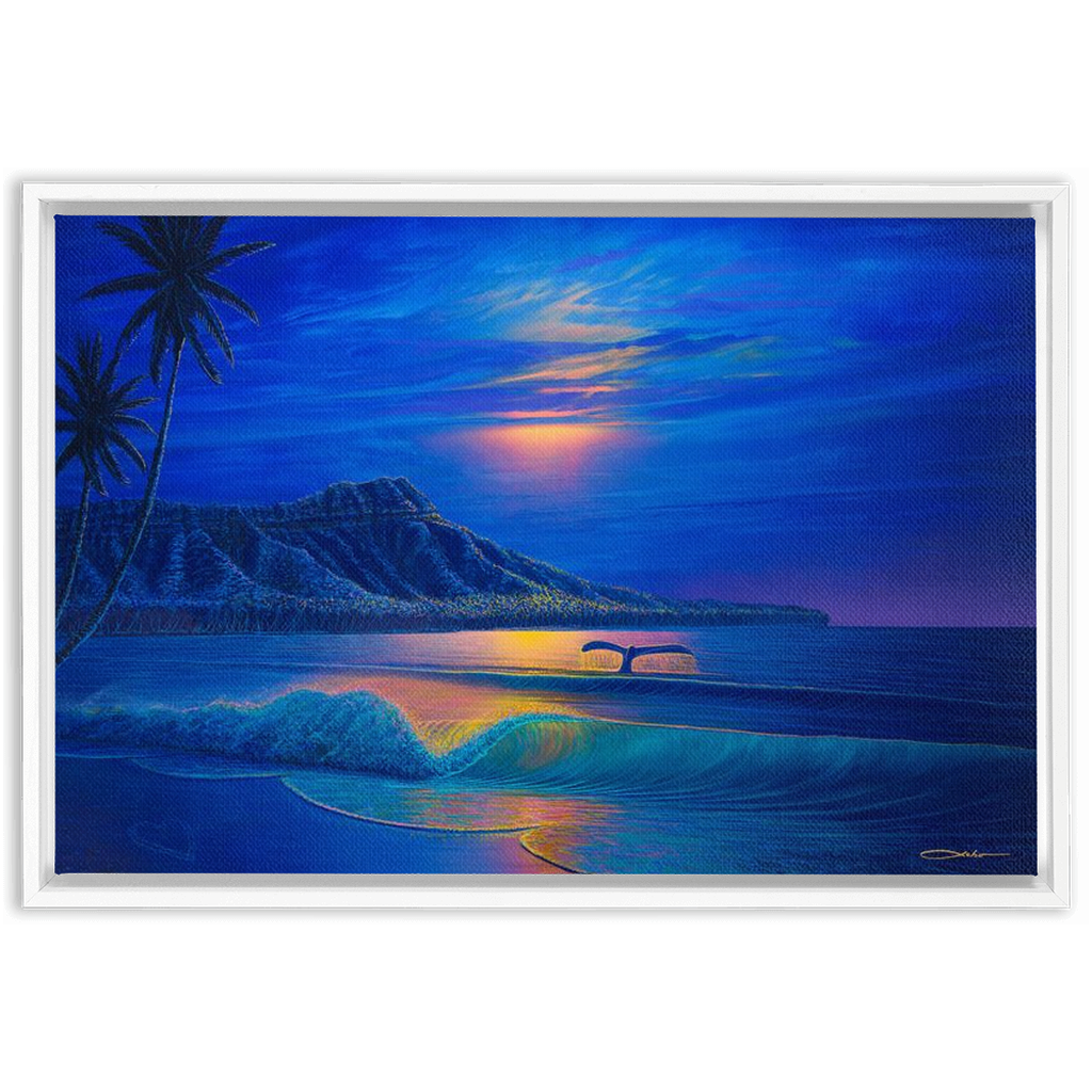 "Waikiki Romance" Framed Traditional Stretched Canvas