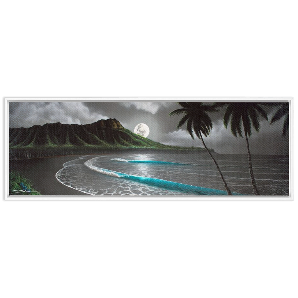 "Moonrise Waikiki" Framed Traditional Stretched Canvas