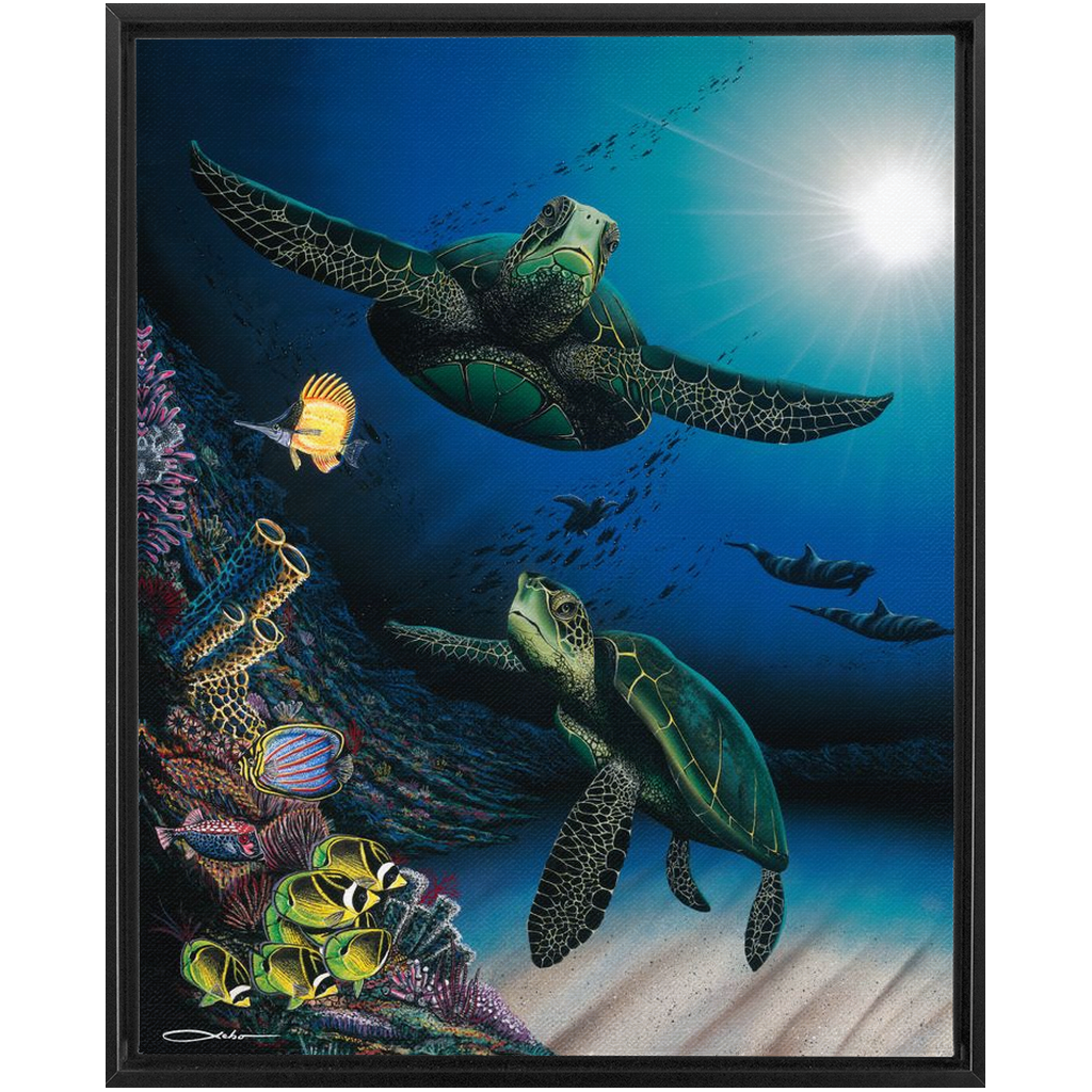 "Honu Reef" Framed Traditional Stretched Canvas