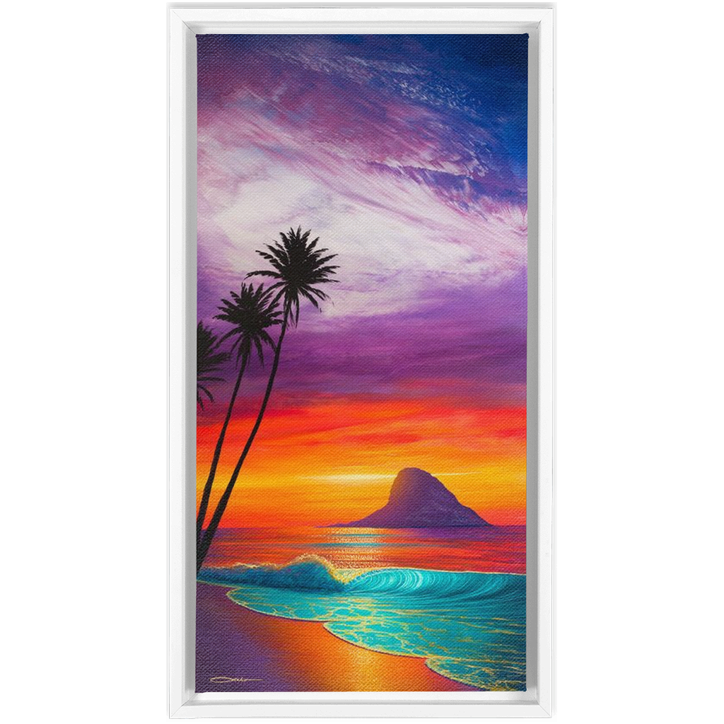 "Sunrise At Mokoli'i" Framed Traditional Stretched Canvas