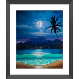 "Moon Over Hilo Bay" Framed Prints