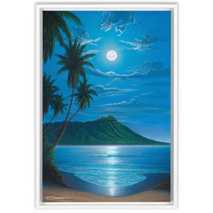 "Diamond Head Moon" Framed Traditional Stretched Canvas