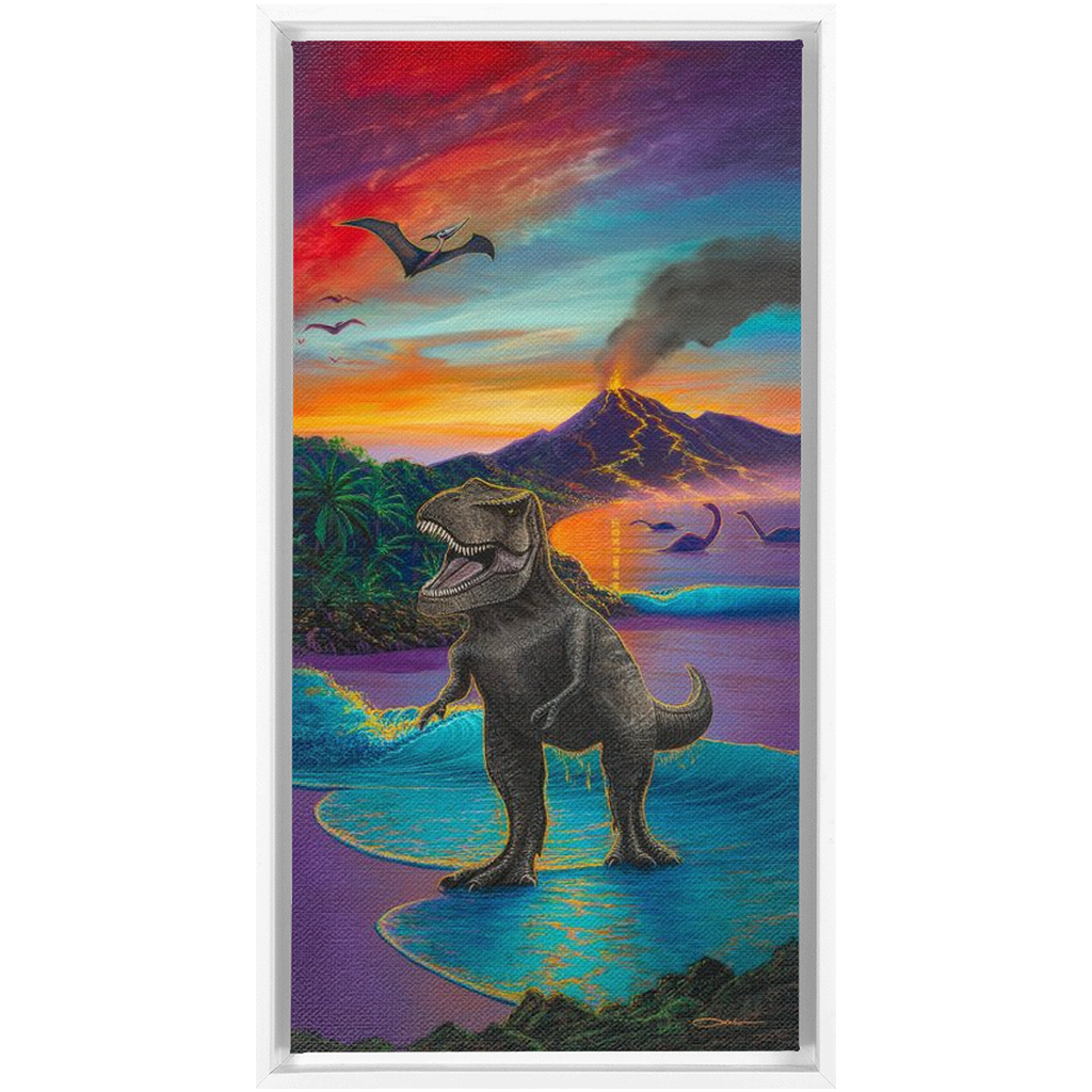 "Jurassic Island" Framed Traditional Stretched Canvas