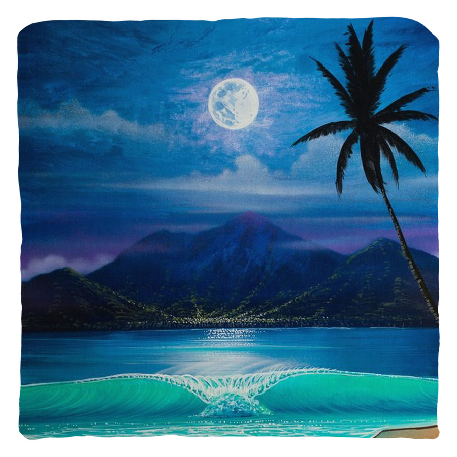 "Moon Over Hilo Bay" Throw Pillows