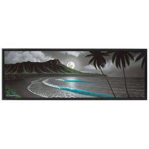 "Moonrise Waikiki" Framed Traditional Stretched Canvas
