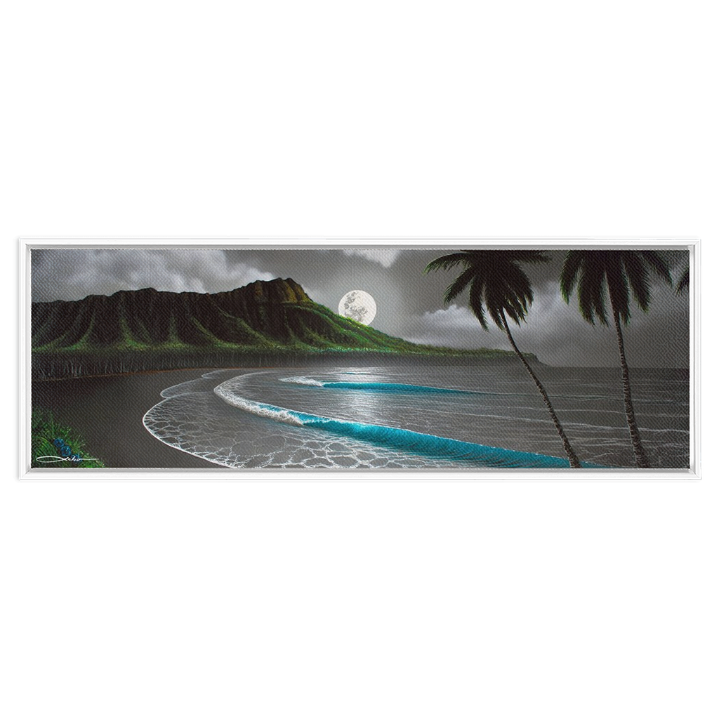 "Moonrise Waikiki" Framed Traditional Stretched Canvas