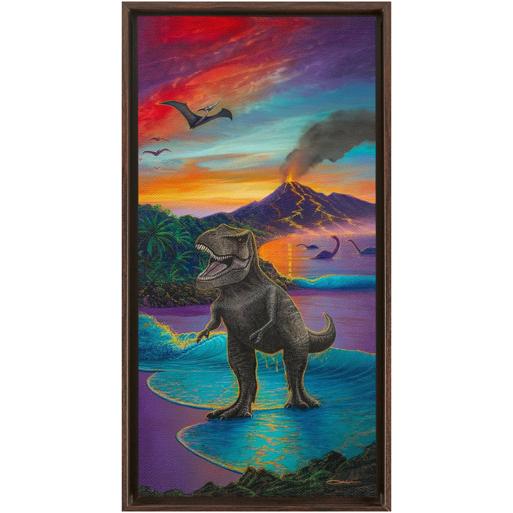 "Jurassic Island" Framed Traditional Stretched Canvas