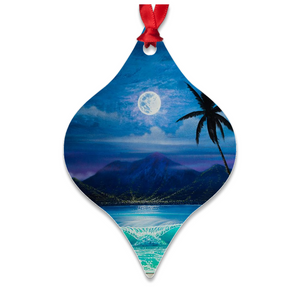 "Moon Over Hilo Bay" Metal Ornaments