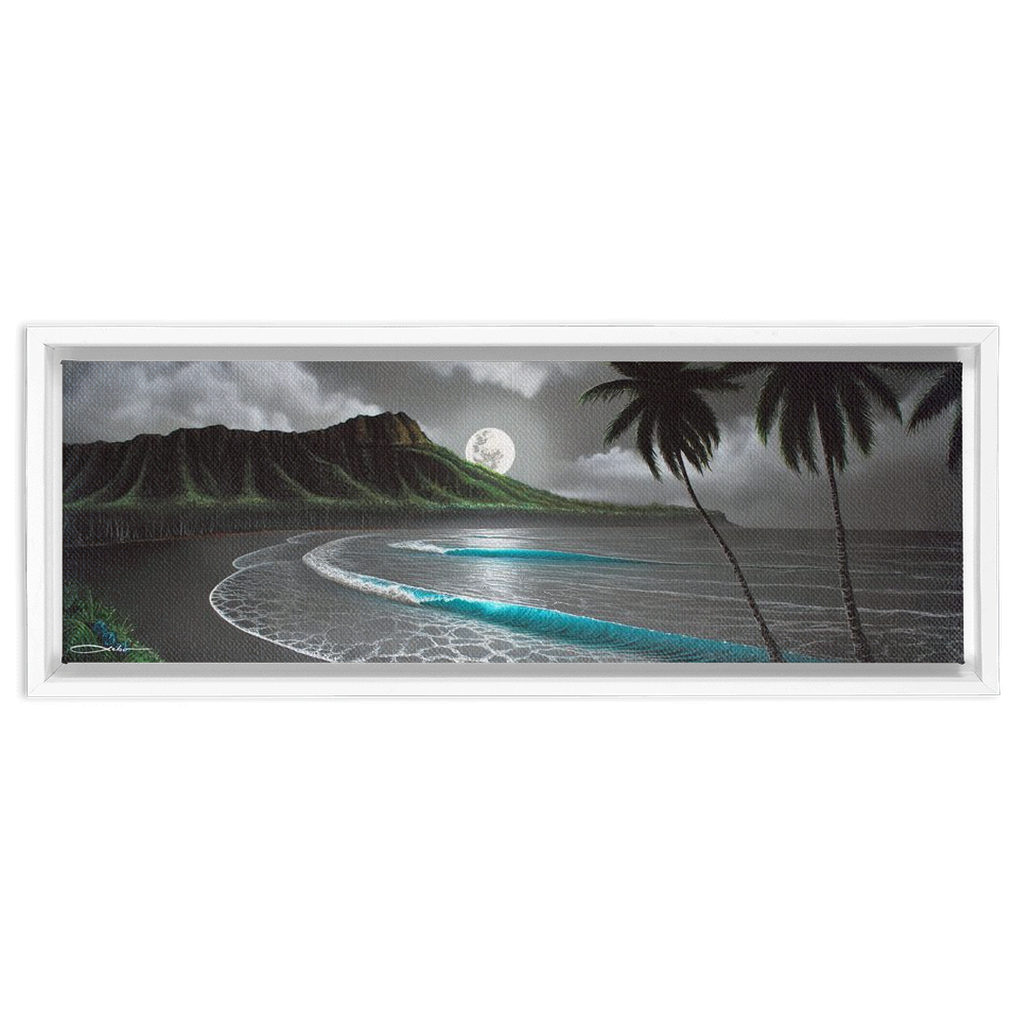 "Moonrise Waikiki" Framed Traditional Stretched Canvas