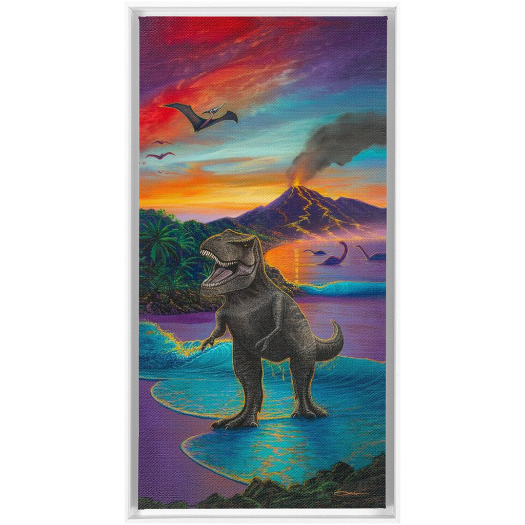 "Jurassic Island" Framed Traditional Stretched Canvas