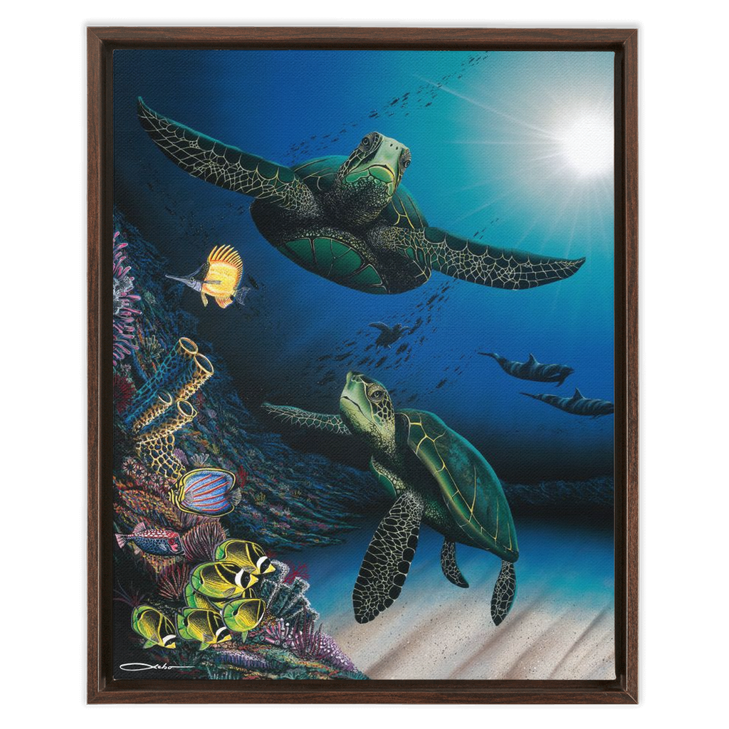 "Honu Reef" Framed Traditional Stretched Canvas