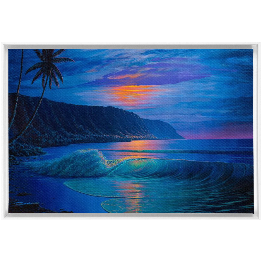 "Haleiwa Harvest Moon" Framed Traditional Stretched Canvas