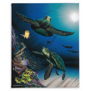 "Honu Reef" Traditional Stretched Canvas