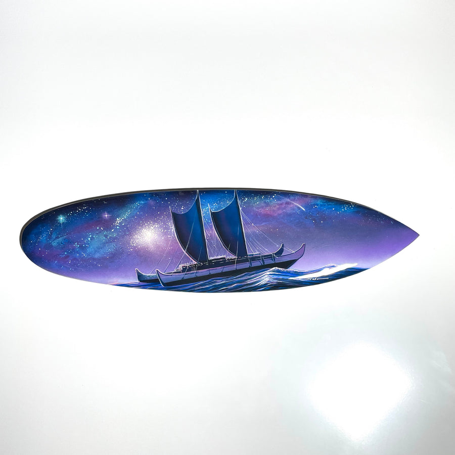 30" " Rhythm of the Ocean" Original Painting on Mini Surfboard with Epoxy on display at Park West Gallery Waikiki