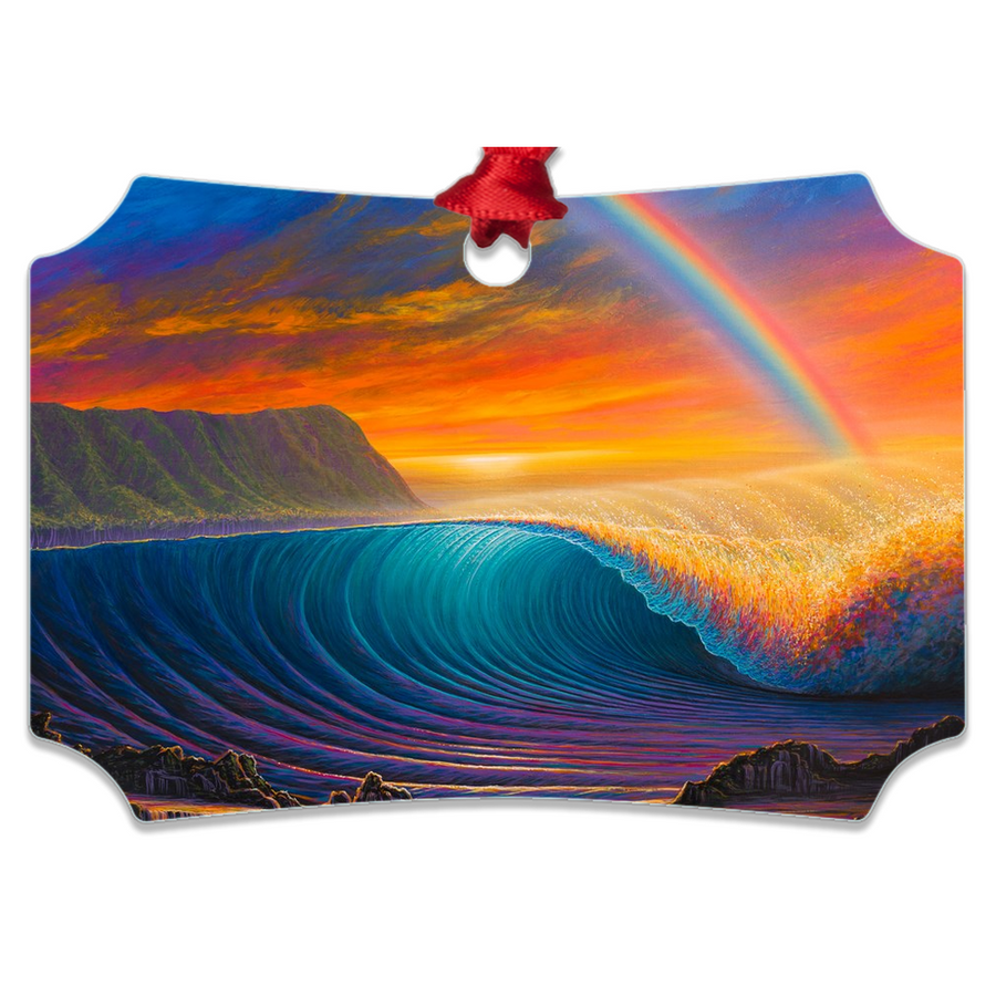 "Sunset at Shark's Cove" Metal Ornaments