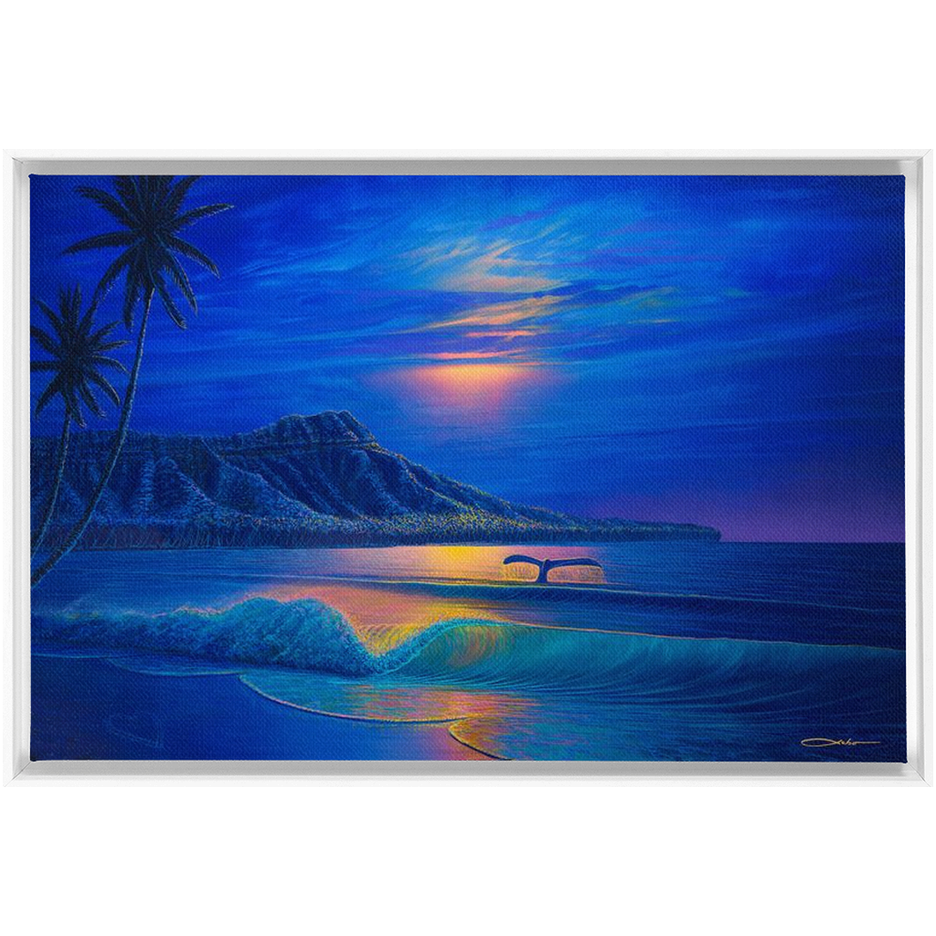 "Waikiki Romance" Framed Traditional Stretched Canvas