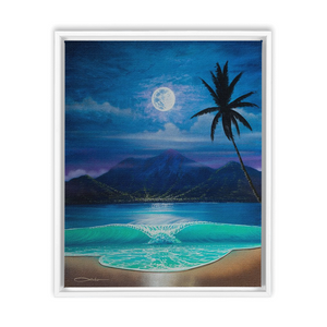 "Moon Over Hilo Bay" Framed Traditional Stretched Canvas