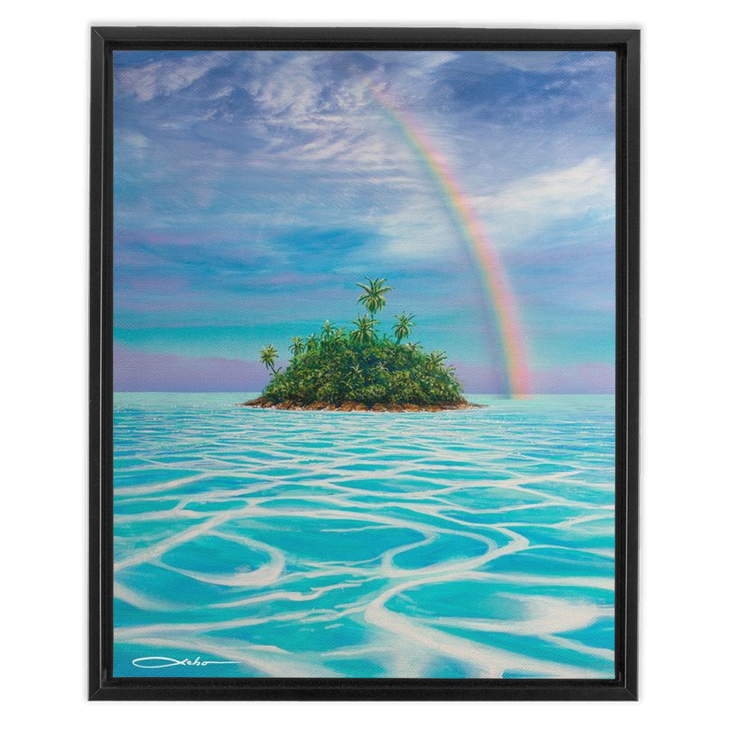 "Heaven's Lagoon" Framed Traditional Stretched Canvas